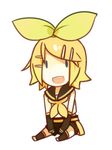  1girl :d chibi detached_sleeves glider_(artist) kagamine_rin lowres open_mouth ribbon smile solo vocaloid 