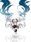  alternate_color aqua_eyes aqua_hair bad_id bad_pixiv_id bouquet detached_sleeves feathers flower hatsune_miku head_wings highres long_hair memai reflection solo thighhighs twintails very_long_hair vocaloid 