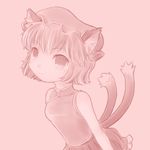  :3 animal_ears bad_id bad_pixiv_id cat_ears chen face monochrome rif solo touhou twintails 