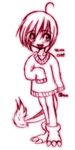  ahoge charmander lowres moemon monochrome personification pokemon sketch sweater tail 