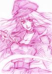  hat long_hair macross macross_frontier monochrome pink sheryl_nome shou_fuji sketch solo 