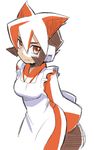  apron atlas japanese_clothes lowres maid multicolored_hair red_eyes robot_ears rockman rockman_zx rockman_zx_advent shigehiro_(hiroi_heya) sketch solo two-tone_hair 
