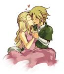  1girl blonde_hair blush couple heart hetero kiss link long_hair lowres mutsuki_kaya pointy_ears princess_zelda smile the_legend_of_zelda 