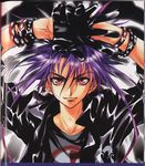  bracelet dark_mousy dnangel gloves highres jewelry male_focus official_art purple_hair red_eyes scan scan_artifacts solo sugisaki_yukiru 