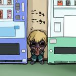  chibi denden graham_aker gundam gundam_00 male_focus mister_bushido parody solo toradora! vending_machine 