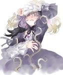  dress frills jewelry long_hair moruga plant purple_eyes ring rozen_maiden silver_hair solo suigintou vines wings 
