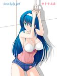  blue_eyes blue_hair breasts halter_top halterneck large_breasts niwatori_kokezou shishidou_takane short_shorts shorts solo sora_wo_kakeru_shoujo 