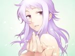  326 anew_returner breasts foreshortening gundam gundam_00 hands innovator large_breasts lavender_hair nude purple_eyes purple_hair red_eyes 