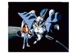  90s artist_request detonator_orgun earth highres mecha moon official_art orgun shindou_tomoru space 