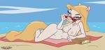 anthro areola beach breasts erect_nipples eyewear female mammal minerva_mink mink mustelid navel nipples nude phillipthe2 seaside solo sunglasses 