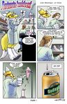  anthro canine comic dialog digimon english_text eyewear female fox goggles henbe human lab male mammal renamon science smile text 