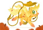  blonde_hair blush butt cowboy_hat cutie_mark earth_pony equine female feral freckles friendship_is_magic fur green_eyes hair hat horse mammal my_little_pony object_in_mouth orange_fur pony robe solo stetson 