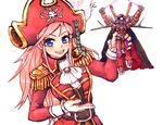  blue_eyes cape epaulettes figure gundam gunpla hat inuyou katou_marika long_hair mecha miniskirt_pirates pink_hair pirate pirate_hat science_fiction solo space_pirate toy 