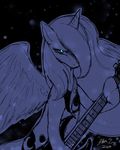  anthro blue_eyes cutie_mark equine female feral friendship_is_magic guitar hair holding horn horse long_hair looking_at_viewer mammal my_little_pony princess_luna_(mlp) solo unknown_artist winged_unicorn wings 