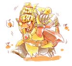  3_toes anthro armor blonde_hair buddyfight cape claws cute dragon drum_(buddyfight) fangs hair haruki helmet horn male open_mouth plain_background red_dragon solo 