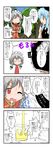  4koma ;o character_request check_translation china_dress chinese_clothes comic cosplay dress hat highres ibaraki_kasen ibaraki_kasen_(cosplay) izayoi_sakuya kirisame_marisa kirisame_marisa_(cosplay) komeiji_koishi looking_at_viewer looking_back mikazuki_neko multiple_girls one_eye_closed open_mouth red_dress sexually_suggestive short_hair simple_background speech_bubble talking text_focus touhou translated translation_request white_background wince 