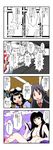  4koma :o animal_ears ascii_art blood blush bow breasts bunny_ears cleavage collarbone comic convenient_censoring cosplay formal fujiwara_no_mokou hair_bow hair_censor highres houraisan_kaguya ichihara_yuuko imaizumi_kagerou imaizumi_kagerou_(cosplay) inaba_tewi long_hair looking_at_viewer medium_breasts mikazuki_neko multiple_girls nude open_mouth parody reisen_udongein_inaba short_hair sidelocks speech_bubble suit talking touhou translated upper_body xxxholic 