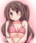  bad_id bad_pixiv_id bikini_top blush breasts brown_eyes brown_hair celebi_ryousangata idolmaster idolmaster_cinderella_girls large_breasts long_hair one_side_up shimamura_uzuki smile solo twitter_username underboob upper_body 