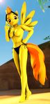  3d anthro bikini breasts cgi commodor-richter equine female friendship_is_magic fur horse looking_at_viewer mammal my_little_pony nipples outside pegasus pony smile solo source_filmmaker spitfire_(mlp) standing swimsuit topless wings wonderbolts_(mlp) yellow_fur 