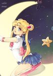  back_bow bishoujo_senshi_sailor_moon blonde_hair blue_eyes blue_sailor_collar blue_skirt boots bow cat character_name crescent double_bun earrings elbow_gloves full_body gloves hair_ornament hairpin highres hug jewelry knee_boots kneeling long_hair luna_(sailor_moon) magical_girl red_bow ribbon sailor_collar sailor_moon sailor_senshi_uniform skirt tiara tsukino_usagi twintails white_gloves zetugin 