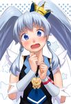  bad_id bad_pixiv_id blue_eyes blue_hair blush crown cure_princess earrings hair_ornament happinesscharge_precure! jewelry kamiyama_aya long_hair looking_at_viewer magical_girl mini_crown necktie open_mouth precure ribbon shirayuki_hime simple_background solo twintails wrist_cuffs 
