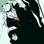  1girl alternate_costume aojiru_(yume_2kki) bad_id bad_pixiv_id blazer blood gag gagged green improvised_gag jacket looking_away monochrome open_mouth school_uniform short_hair shouting spot_color suzuen tape tape_gag urotsuki yume_2kki 