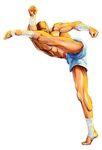  90s eyepatch illustration kicking male male_focus muscle official_art oldschool sagat shorts street_fighter street_fighter_ii yasuda_akira 