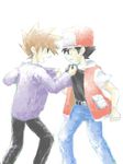  2boys cap green_(pokemon) multiple_boys nintendo ookido_green pokemon red_(pokemon) 