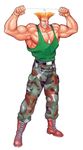  90s blonde_hair capcom dog_tags dogtags guile illustration male male_focus muscle official_art oldschool soldier street_fighter street_fighter_ii yasuda_akira 
