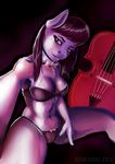  anthro anthrofied black_hair bow bow_tie bra breasts cello equine female friendship_is_magic fur grey_fur hair hiroshi-tea horse long_hair looking_at_viewer mammal musical_instrument my_little_pony navel octavia_(mlp) panties pony purple_eyes sitting solo spread_legs spreading spred_legs underwear 