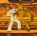  4_toes anthro barefoot canine casino fox gun hair jonas machine male mammal mechanical ranged_weapon red_hair robot tuxedo weapon 