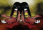  black_hair fatal_frame fatal_frame_2 holding_hands japanese_clothes kimono kiryuu_akane kiryuu_azami long_hair multiple_girls red_eyes siblings sisters suika_(suika-dokei) twins 