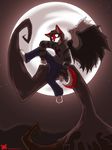  demon fur hoodie invalid_color jeans mammal moon mooon night outside red_fur redwolfxlll solo tree wings wolf 