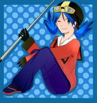  artist_request blue_eyes blue_hair cosplay crystal_(pokemon) goggles hat pokemon pokemon_(game) pokemon_gsc twintails 