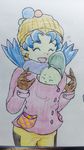  artist_request blue_hair chikorita crystal_(pokemon) hat pokemon pokemon_(game) pokemon_gsc twintails 