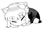  animal_ears cat_ears chibi closed_eyes eyebrows greyscale kuraishi_tanpopo monochrome skirt sleeping thick_eyebrows tsukudani_(coke-buta) witch_craft_works 