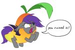  alpha_channel bat_pony costume dialog english_text equestria-prevails equine eye_patch eyewear female feral fur grey_fur hair horse mammal mango my_little_pony open_mouth original_character plain_background pony purple_hair solo text transparent_background wings 