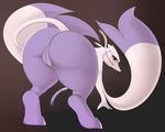  anthro anus ben300 big_butt butt eyelashes female looking_at_viewer looking_back mienshao nintendo plain_background pok&#233;mon pok&eacute;mon presenting presenting_hindquarters presenting_pussy purple_body pussy red_eyes solo video_games white_body 