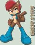  bust female looking_at_viewer mammal pointing rodent sally_acorn sega sonic_(series) squirrel vest 