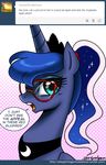  blue_eyes blue_hair cute english_text equine eyewear female feral friendship_is_magic glasses hair horn horse john_joseco long_hair mammal my_little_pony pony princess_luna_(mlp) text winged_unicorn wings 