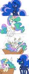  blue_eyes box comic crown cutie_mark dreatos equine female friendship_is_magic glare glitter gold horn horse mammal moon my_little_pony necklace plain_background pony princess_celestia_(mlp) princess_luna_(mlp) purple_eyes sibling sisters sparkles valcron white_background winged_unicorn wings 