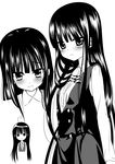  3: blush character_sheet greyscale inu_x_boku_ss long_hair looking_at_viewer monochrome multiple_views nazu-na school_uniform shirakiin_ririchiyo simple_background wavy_mouth white_background 