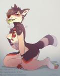  anthro blush breasts caffeinatedcreep canine collar featureless_breasts female kneeling mammal smile solo tongue tongue_out 