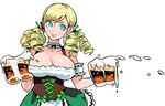  alcohol aqua_eyes armband bad_id bad_pixiv_id beer beer_mug blonde_hair blush_stickers breasts choker cleavage corset cup dirndl drill_hair german_clothes hair_ribbon holding holding_cup large_breasts long_hair oktoberfest original puuyan quad_drills ribbon smile solo underbust waitress 