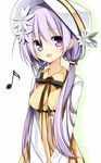  casual flower hair_flower hair_ornament hat long_hair low_twintails musical_note purple_eyes purple_hair solo touhou tsukumo_benben twintails white_background yuuhagi_(amaretto-no-natsu) 