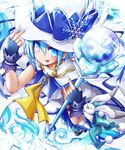  akino_coto blue_eyes blue_hair fingerless_gloves gloves hatsune_miku highres long_hair short_hair solo vocaloid yuki_miku 