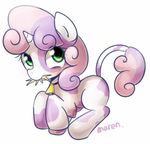  bovine cattle cowbell cub equine female feral friendship_is_magic green_eyes hair horn horse mammal marenlicious my_little_pony plain_background pony solo sweetie_belle_(mlp) two_tone_hair unicorn white_background young 