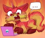  all_fours angry cat computer equine feline female feral fur hooves horn hybrid i_can't_fap_to_this jonas laptop mammal open_mouth reaction_image red_eyes red_fur red_nose sharp_teeth solo teeth the_lego_movie tongue unikitty 