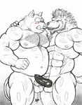  abs anthro balls biceps big_muscles blush canine chubby duo erection fb1907 fur gay humanoid_penis junichi male mammal muscles nipples nude pecs penis plain_background porcine pose scalie smile standing were werewolf wolf 