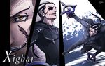  black_coat_(kingdom_hearts) black_hair character_name cloak eyepatch gloves grey_hair jagame_(jagamo) kingdom_hearts long_hair male_focus multicolored_hair pointy_ears ponytail scar two-tone_hair xigbar yellow_eyes 